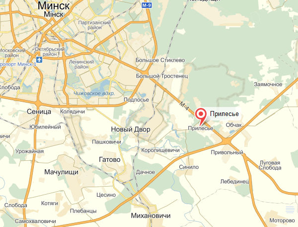 усальба «Прилесье» на карте Минской области