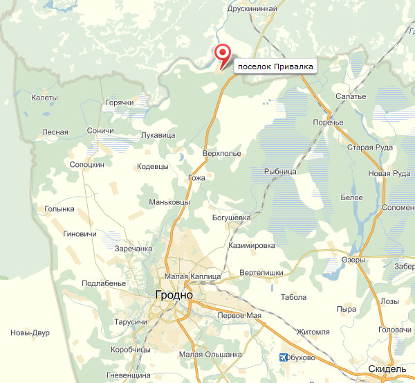 деревня Приваалка на карте Беларуси