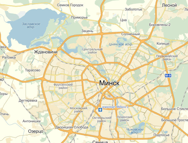 Минское море на карте