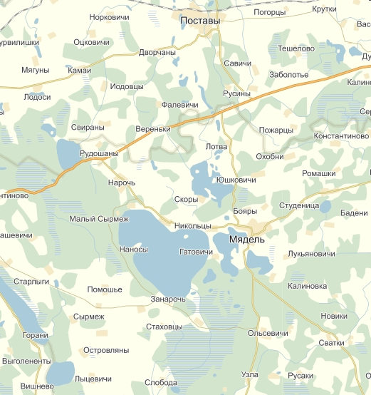 агрогородок Занарочь Мядельского района на карте