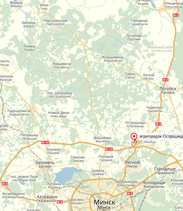 Острошицкий городок на карте Беларуси