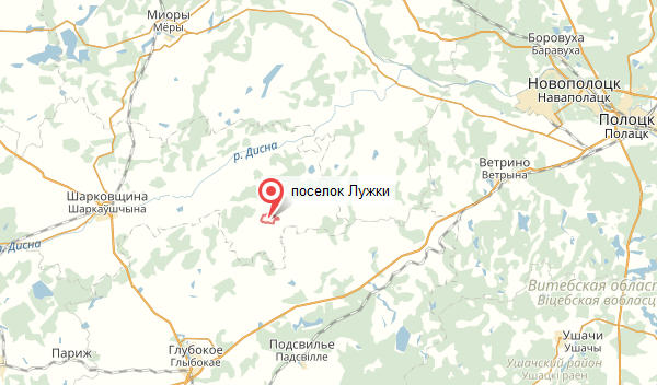 деревня Лужки в Шарковщинском районе на карте Беларуси