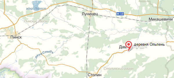 деревня Ольпень на карте Беларуси