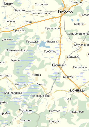 деревня Парафьяново Докшицкого района на карте Беларуси